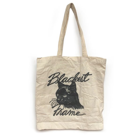 Handbags - Neutral tone shopping tote with black cat graphic